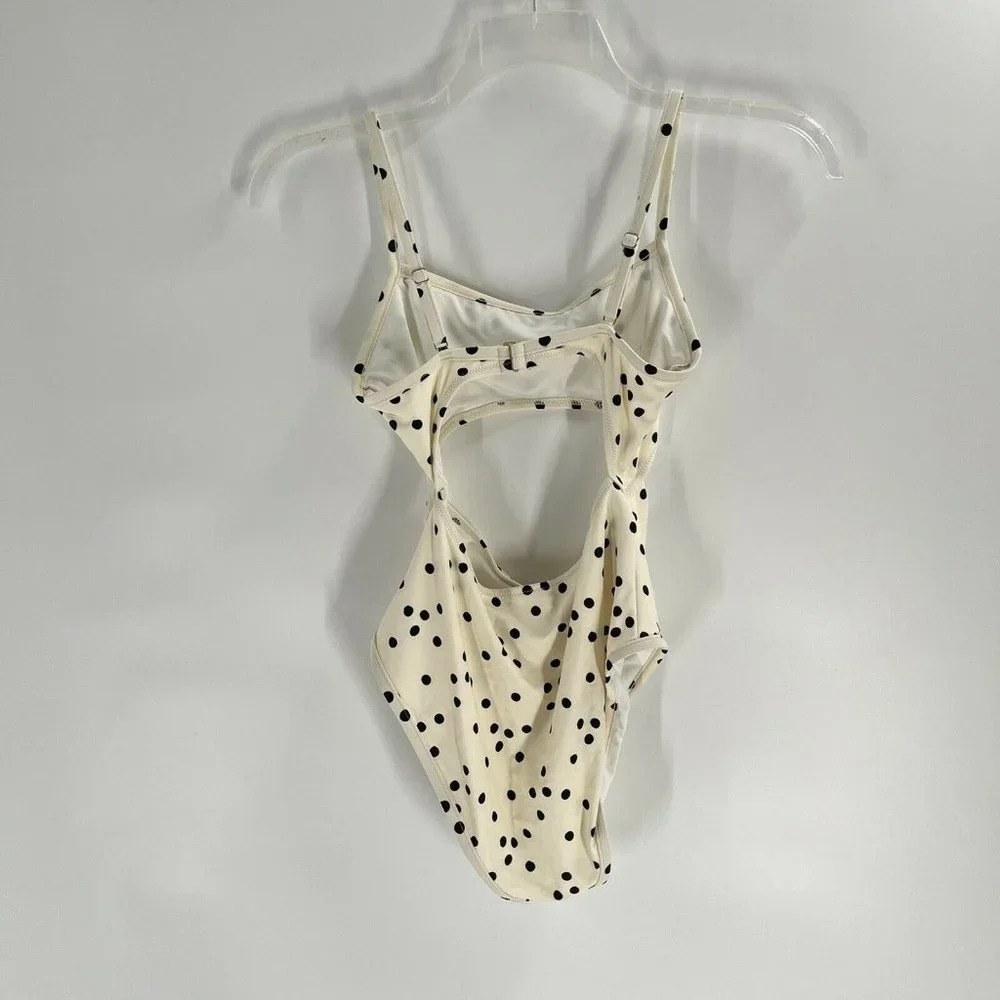 Madewell Polka Dot One Piece Bathing Suit Medium Second Wave Cut Out NWT - Picture 4 of 6